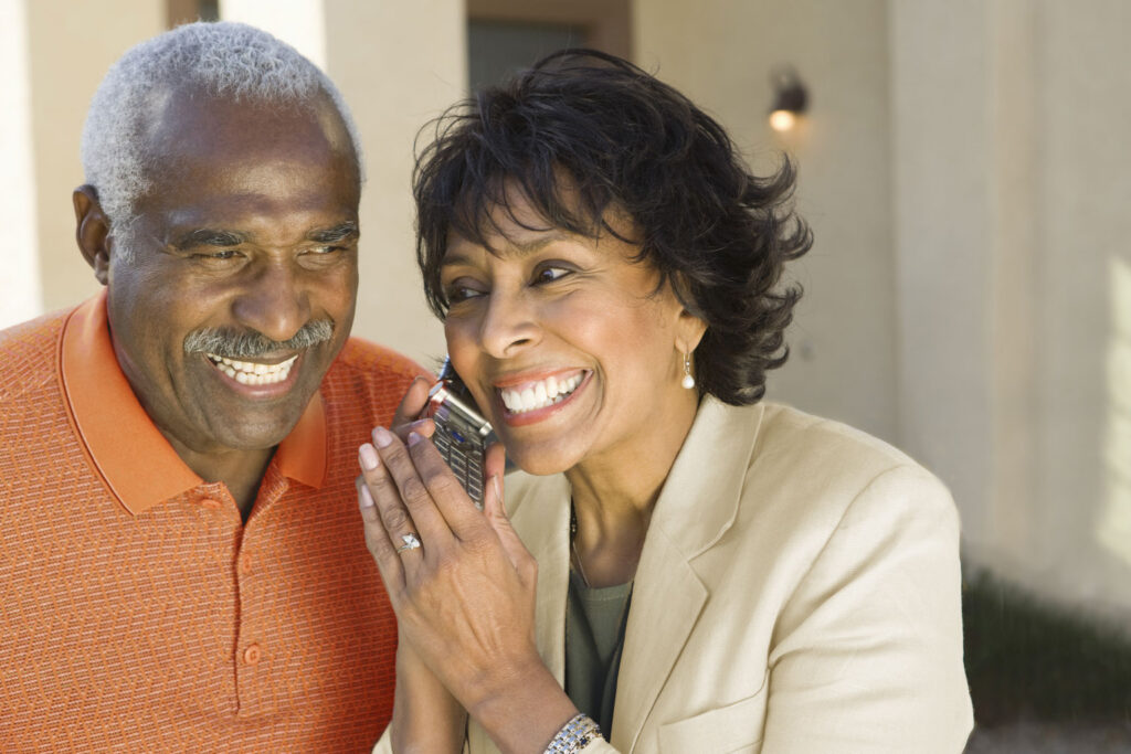 Older couple looking at a smartphone together